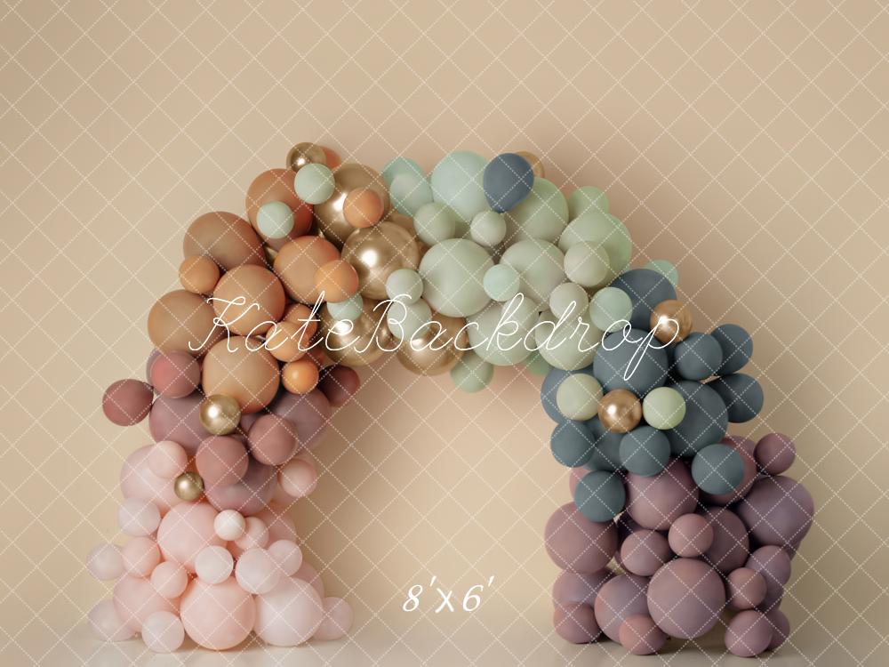 Kate Regenbogen Boho Hintergrund Ballonbogen von Mandy Ringe Photography - Kate Backdrop.de