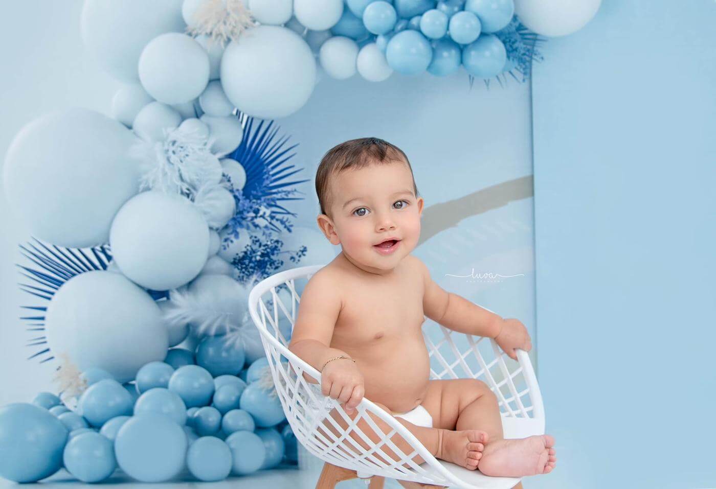 Kate Boho Ballons Fleece Hintergrund Blau Entworfen von Uta Mueller - Kate Backdrop.de