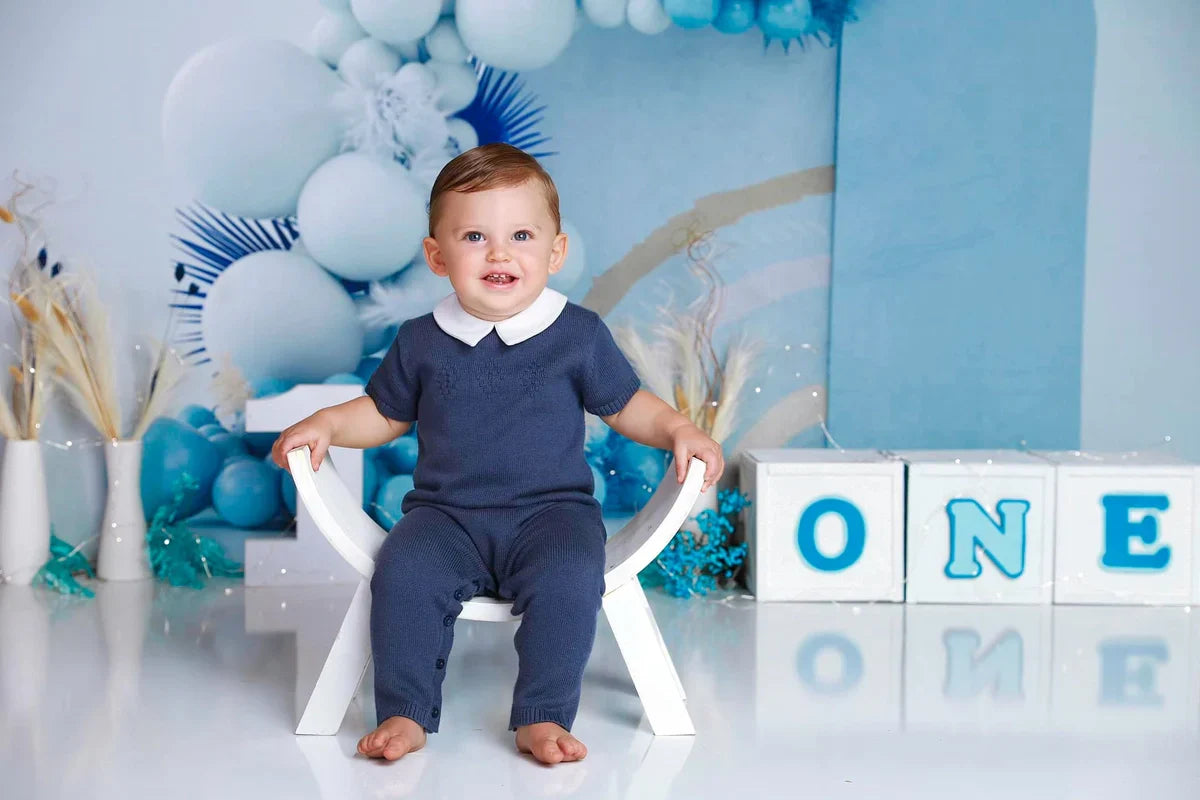 Kate Boho Ballons Fleece Hintergrund Blau Entworfen von Uta Mueller - Kate Backdrop.de