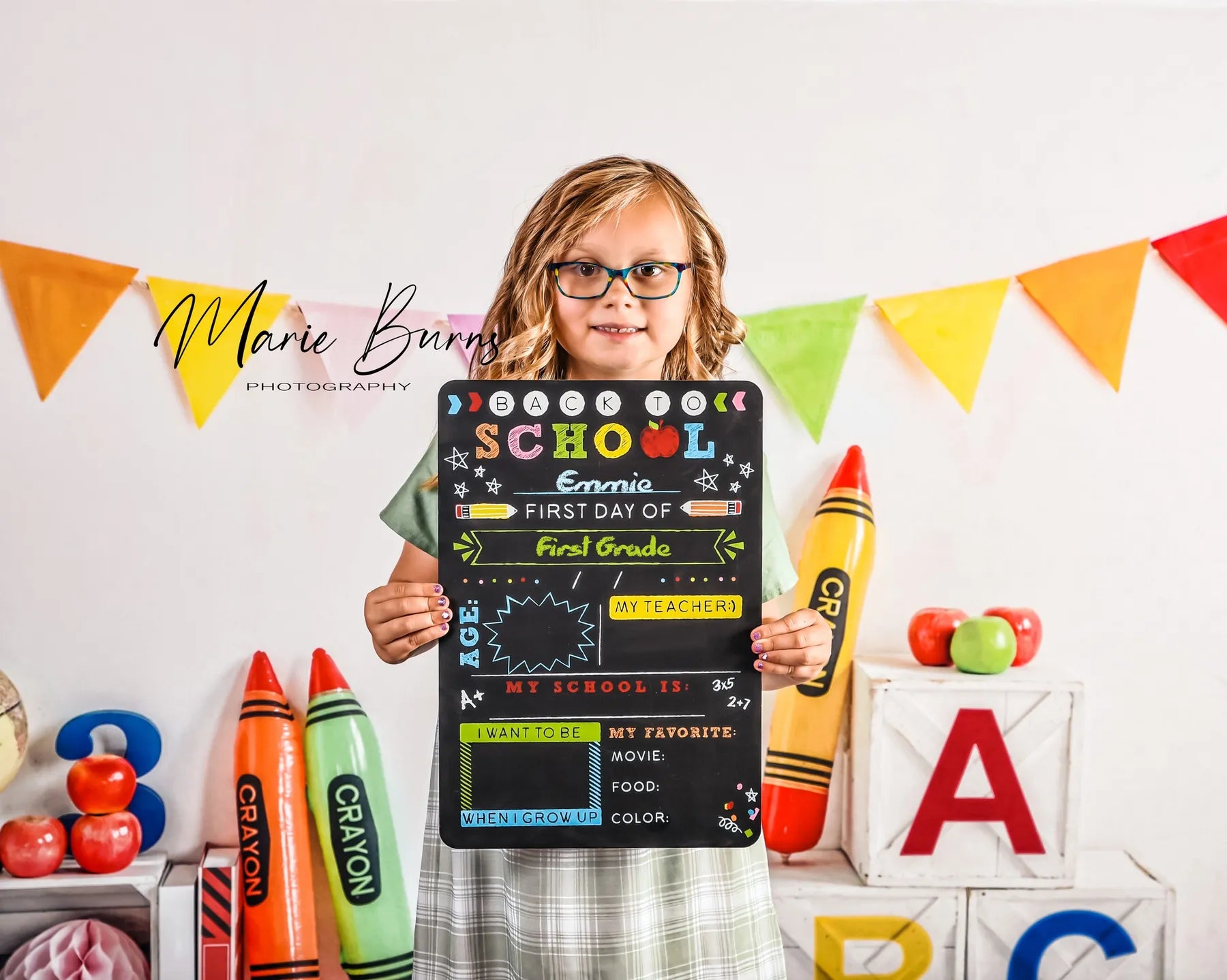 Kate Zurück zur Schule Buntstifte Fleece Hintergrund - Kate Backdrop.de