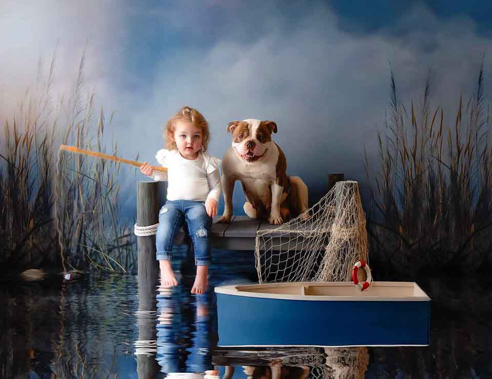 Kate Sommer Hintergrund Schilf Bewölkter Himmel See für Fotografie - Kate Backdrop.de