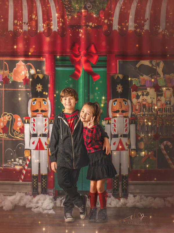 Kate Weihnachten Hintergrund Geschäft Soldat Spielzeug Nussknacker für Fotografie - Kate Backdrop.de