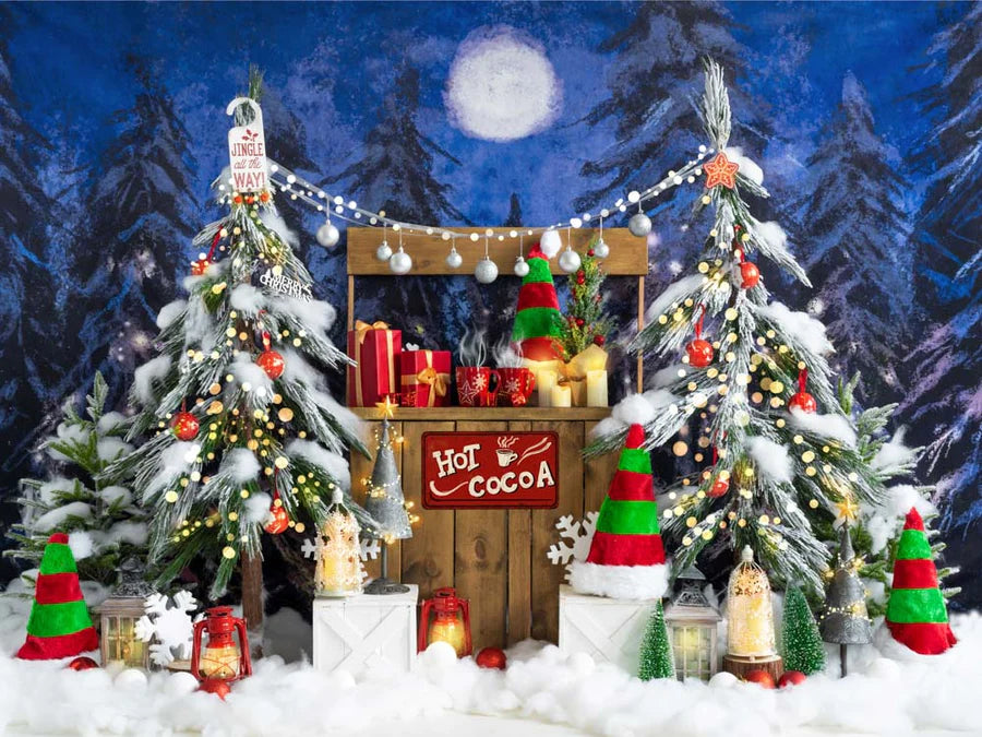 Kate Weihnachten Hintergrund Hot Cocoa Rot Grün Elf Hut von Emetselch - Kate Backdrop.de