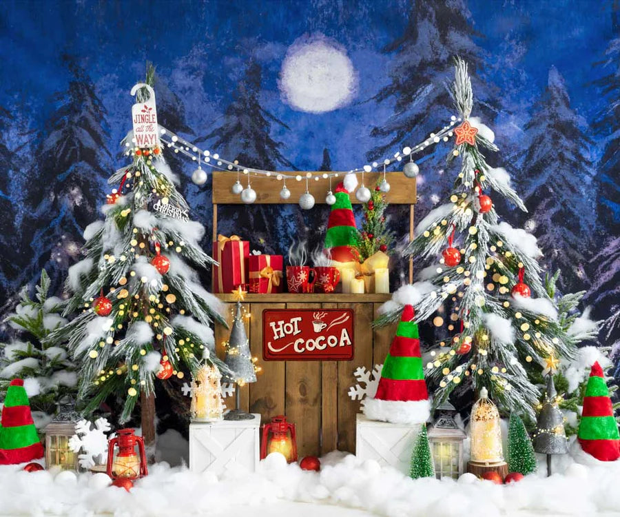 Kate Weihnachten Hintergrund Hot Cocoa Rot Grün Elf Hut von Emetselch - Kate Backdrop.de