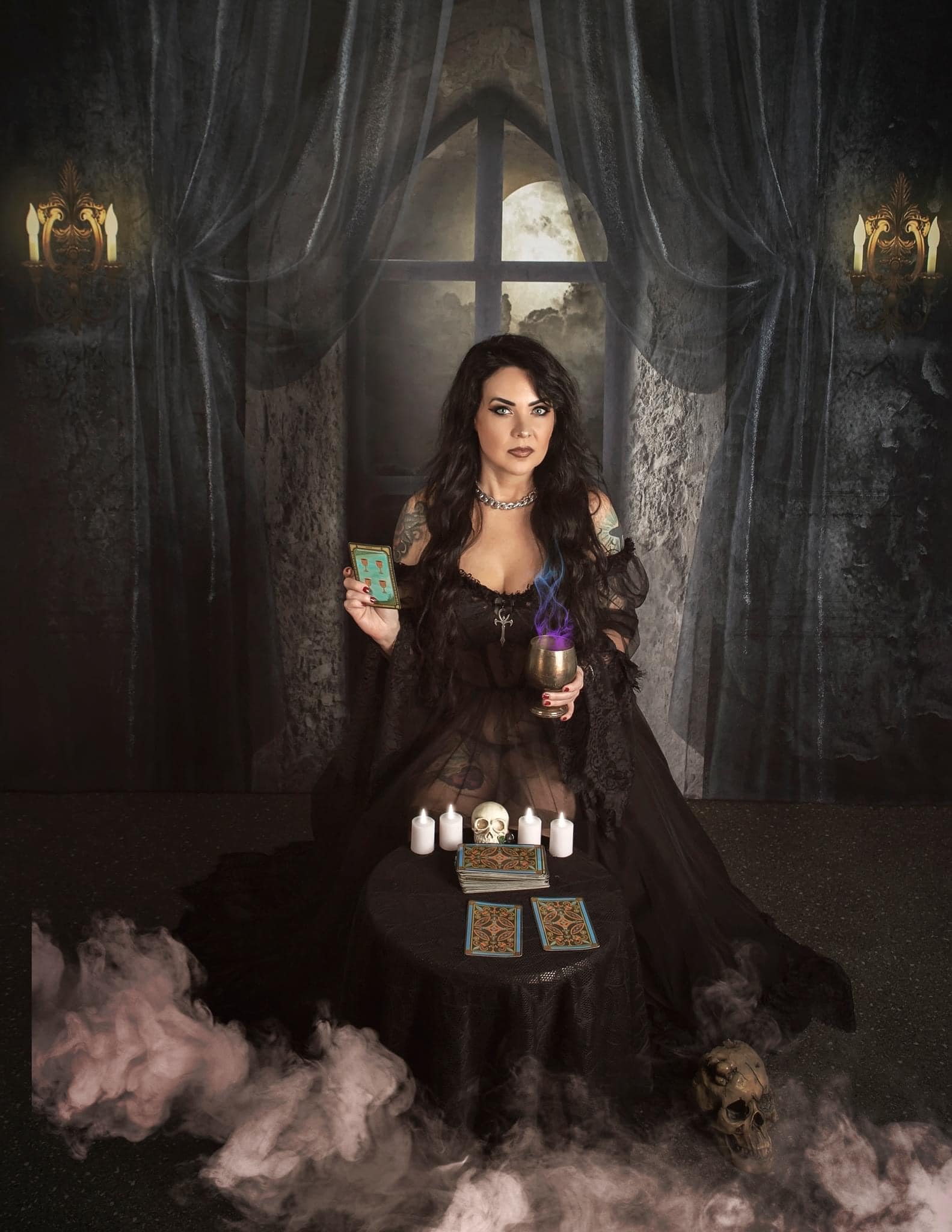 Kate Halloween Hintergrund Schloss Nacht Mond von Uta Mueller Photography - Kate Backdrop.de