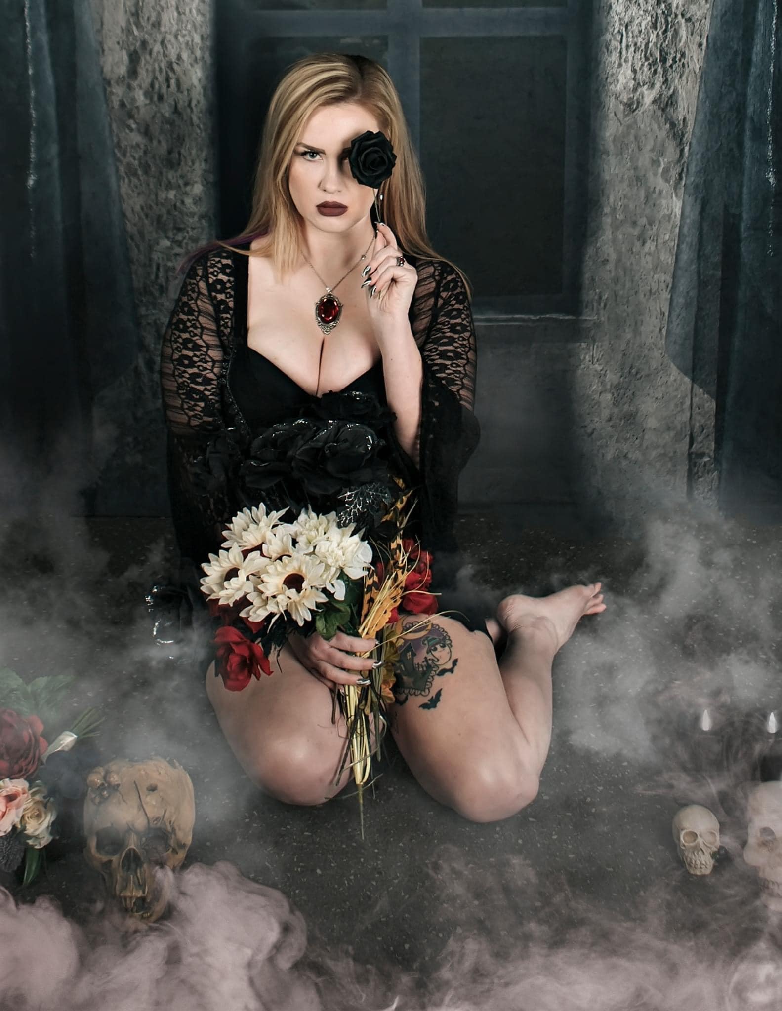 Kate Halloween Hintergrund Schloss Nacht Mond von Uta Mueller Photography - Kate Backdrop.de