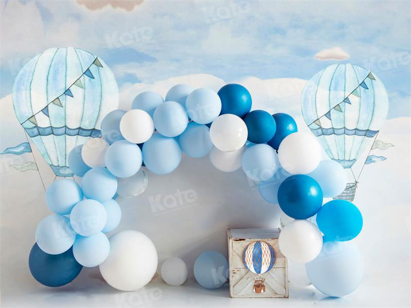 Kate Heißluft Blau Ballon Bogen Kuchen Smash Fleece Hintergrund - Kate Backdrop.de