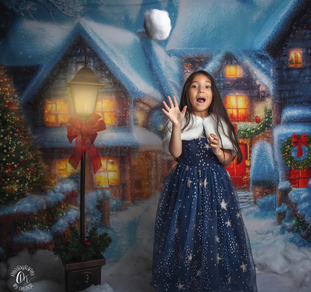 Kate Weihnachten Winter Dorf-Hintergrund von Happy Squirrel