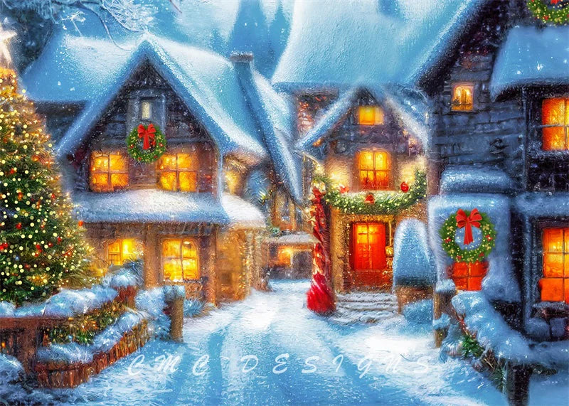 Kate Weihnachten Winter Dorf-Hintergrund von Happy Squirrel