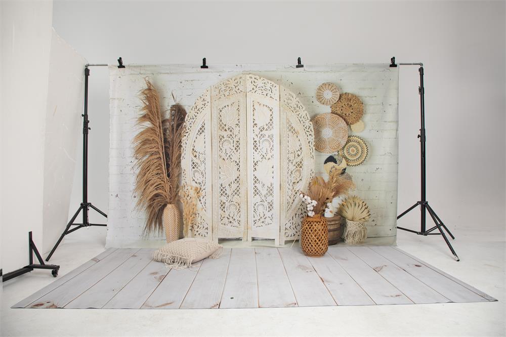 Kate Boho mit Pampasgras Hintergrund von Mandy Ringe Photography - Kate Backdrop.de