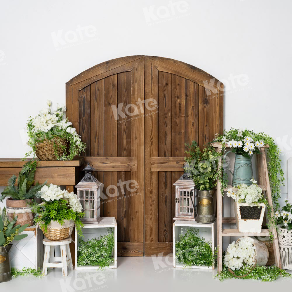 Kate Frühling Scheunentür Grünpflanzen Hintergrund von Emetselch - Kate Backdrop.de