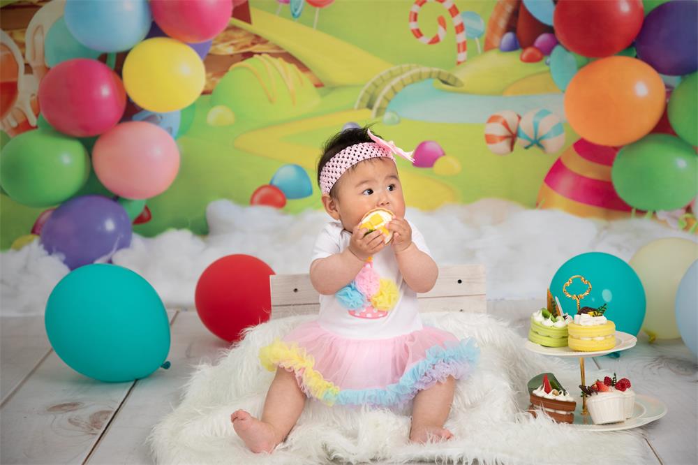 Kate Candy World Bunter Regenbogen Ballon Hintergrund für Fotografie - Kate Backdrop.de