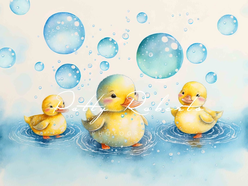 Kate Splish Splash Celebration Kleine Gelbe Ente Bubble Hintergrund Entworfen von Patty Robert - Kate Backdrop.de