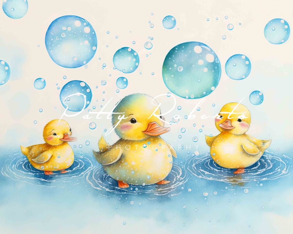 Kate Splish Splash Celebration Kleine Gelbe Ente Bubble Hintergrund Entworfen von Patty Robert - Kate Backdrop.de