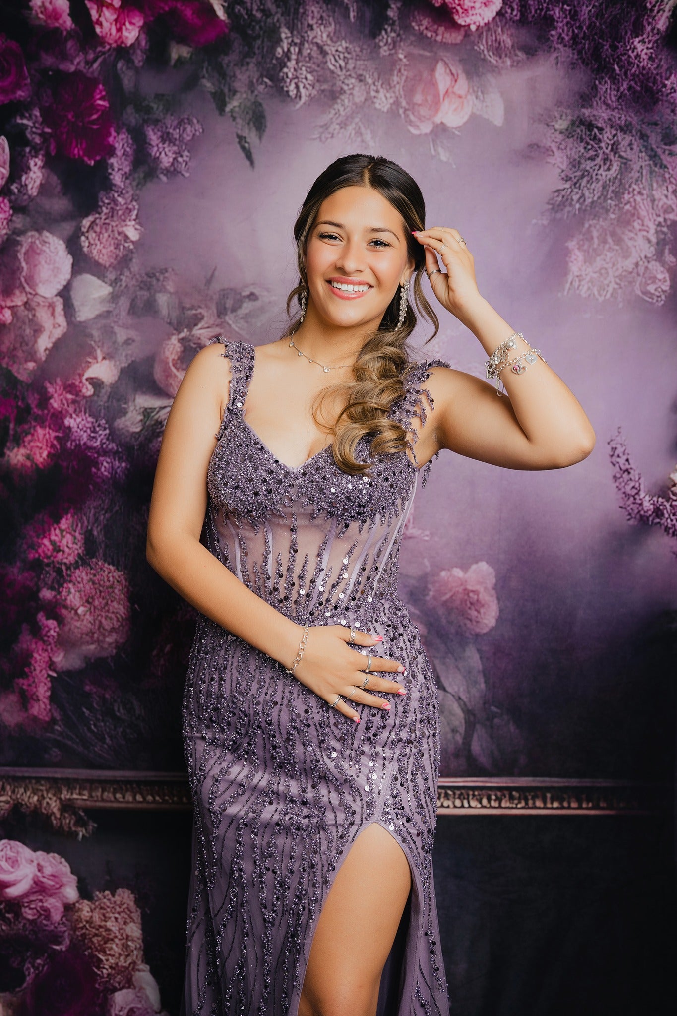 Kate Painterly Fine Art Purple Floral Zimmer Geburtstag Hochzeit Feier Hintergrund von Mini MakeBelieve - Kate Backdrop.de