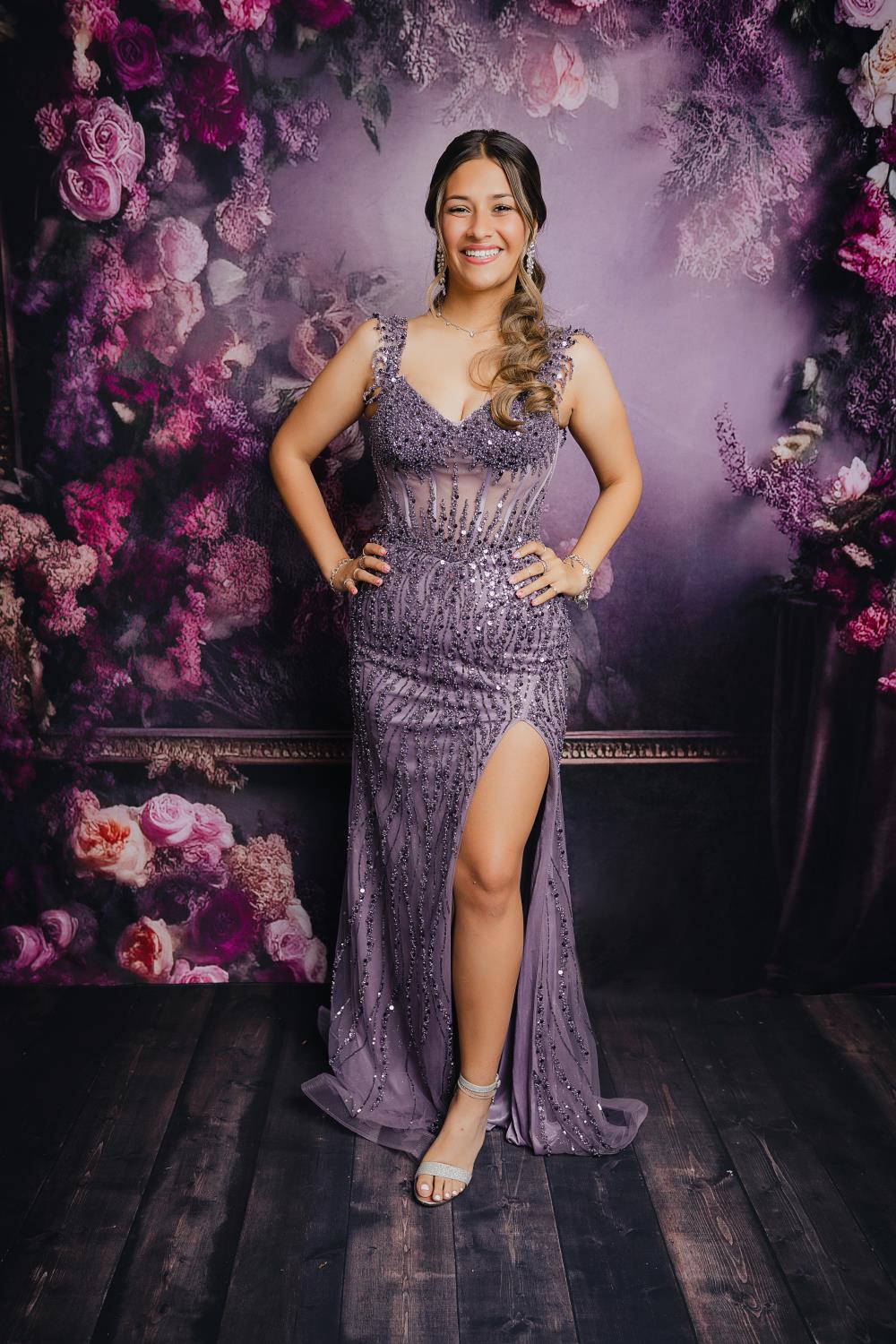 Kate Painterly Fine Art Purple Floral Zimmer Geburtstag Hochzeit Feier Hintergrund von Mini MakeBelieve - Kate Backdrop.de