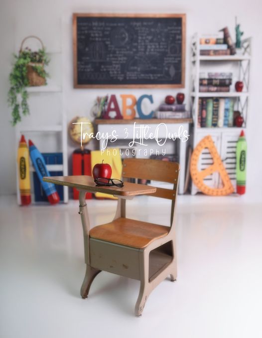 Kate Fresh Zurück zur Schule Weiße Wand und schwarze Tafel Hintergrund für Fotografie - Kate Backdrop.de