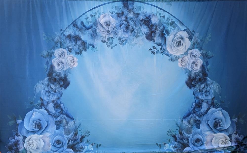 Kate Blau Aquarell Blume Schleife Hintergrund von Patty Roberts - Kate Backdrop.de