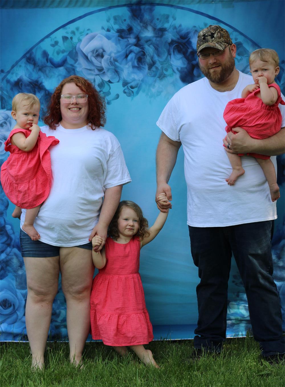 Kate Blau Aquarell Blume Schleife Hintergrund von Patty Roberts - Kate Backdrop.de