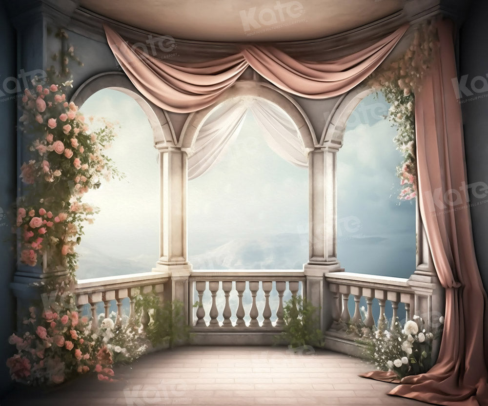 Kate Retro-Romantik-Balkon-Bühne für Hochzeits-Hintergrund für Fotografie - Kate Backdrop.de