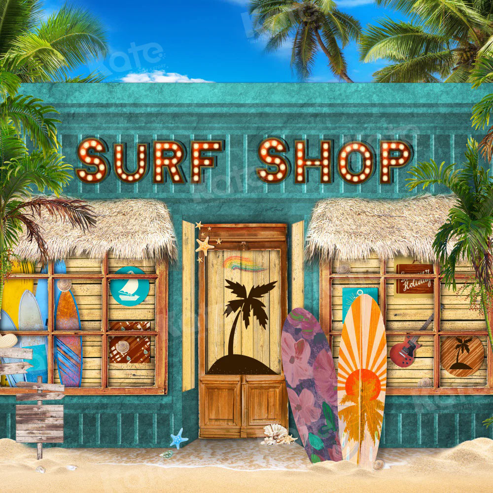Kate Sommer Surf Shop Strand Hintergrund für Fotografie - Kate Backdrop.de