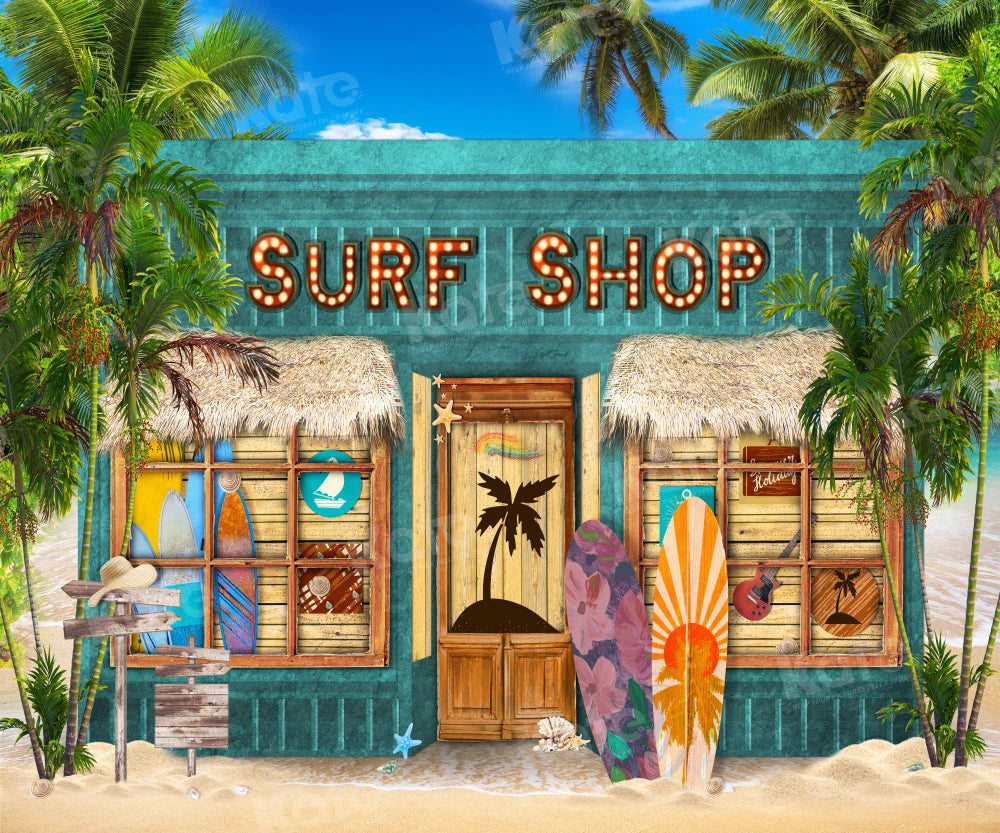 Kate Sommer Surf Shop Strand Hintergrund für Fotografie - Kate Backdrop.de