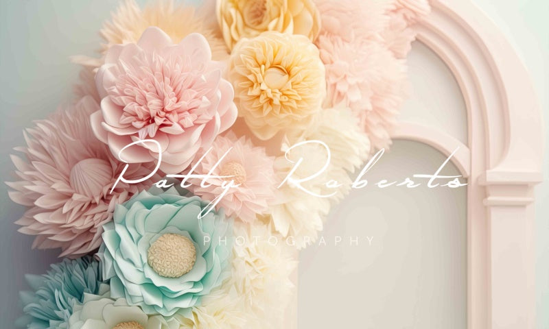 Kate Pastellfarbene Blütenblätter und Posies Blumen Geburtstag Hochzeit Hintergrund von Patty Roberts - Kate Backdrop.de