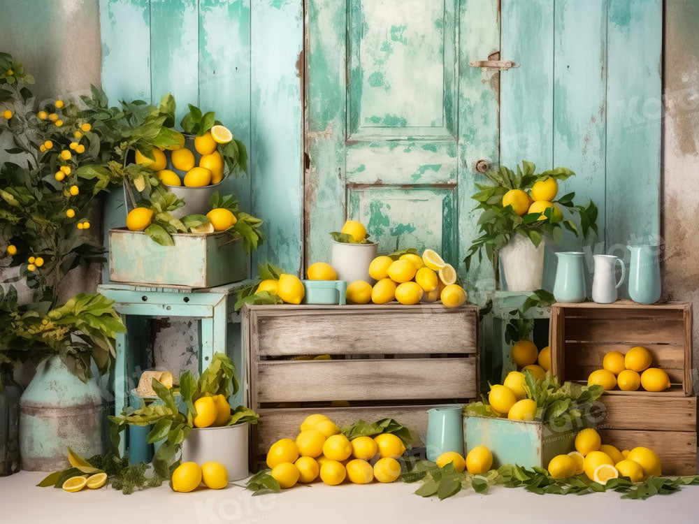 Kate Sommer Zitrone Cake Smash Scheune Hintergrund von Chain Photography - Kate Backdrop.de