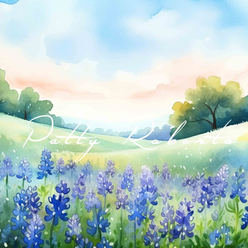 Kate Blühende Bluebonnets Floral Field Hintergrund von Patty Roberts - Kate Backdrop.de