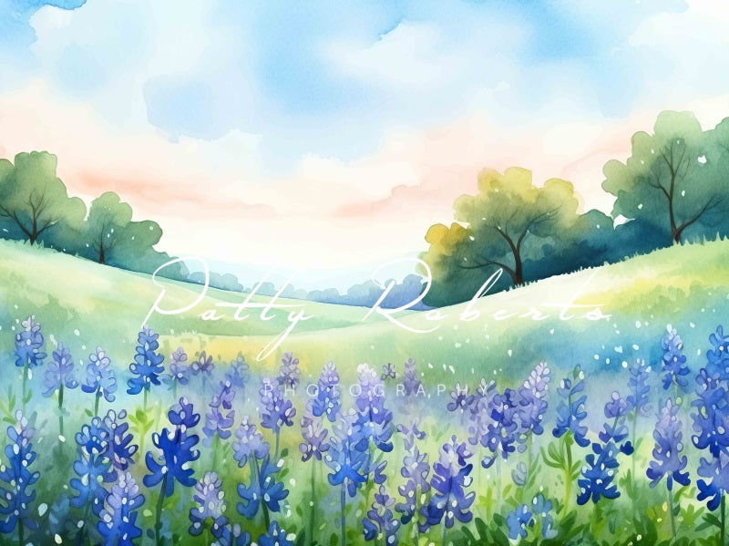 Kate Blühende Bluebonnets Floral Field Hintergrund von Patty Roberts - Kate Backdrop.de