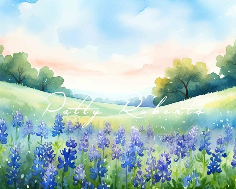 Kate Blühende Bluebonnets Floral Field Hintergrund von Patty Roberts - Kate Backdrop.de