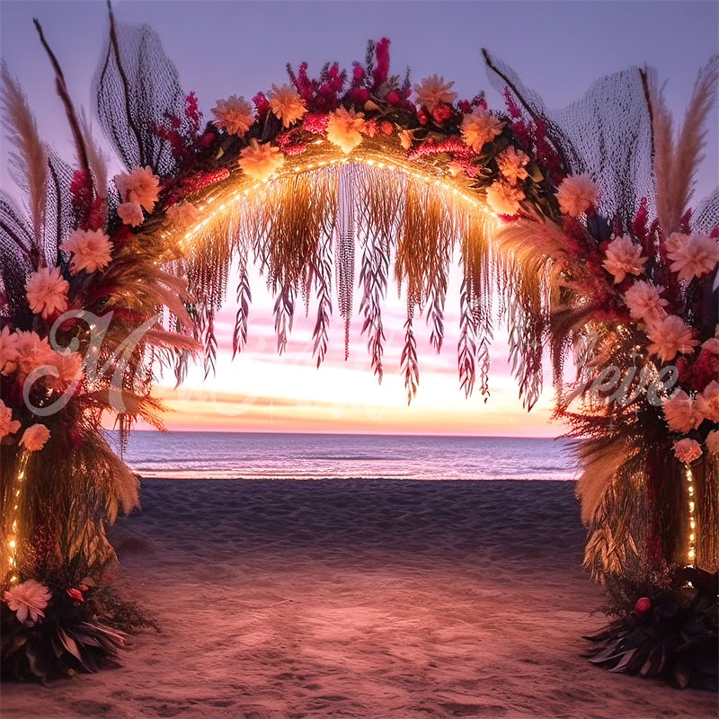 Kate Malerischer Strand Sonnenuntergang Glühender Bogen Hintergrund von Mini MakeBelieve - Kate Backdrop.de