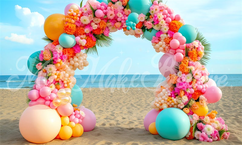Kate Sommer helle Strand Ballon Floral Arch Hintergrund von Mini MakeBelieve - Kate Backdrop.de