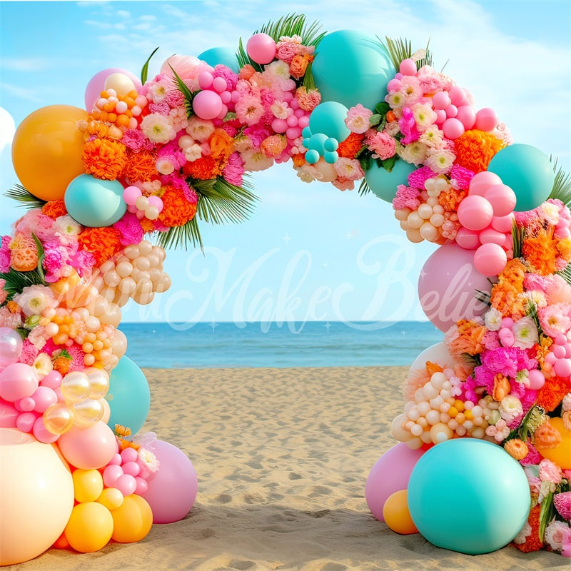 Kate Sommer helle Strand Ballon Floral Arch Hintergrund von Mini MakeBelieve - Kate Backdrop.de