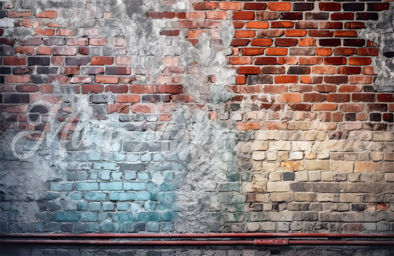 Kate Gebeizte Ziegelwand mit Rohrhintergrund von Mini MakeBelieve - Kate Backdrop.de