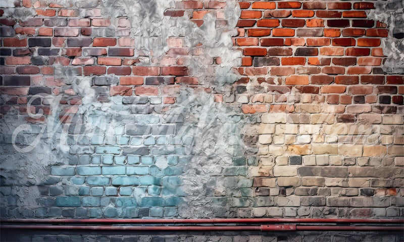 Kate Gebeizte Ziegelwand mit Rohrhintergrund von Mini MakeBelieve - Kate Backdrop.de