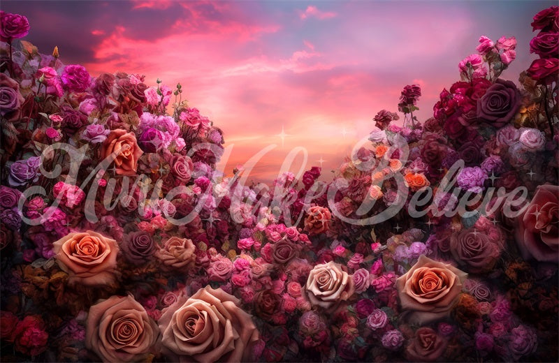 Kate Fine Art Floral Sunset Roses Hintergrund von Mini MakeBelieve - Kate Backdrop.de