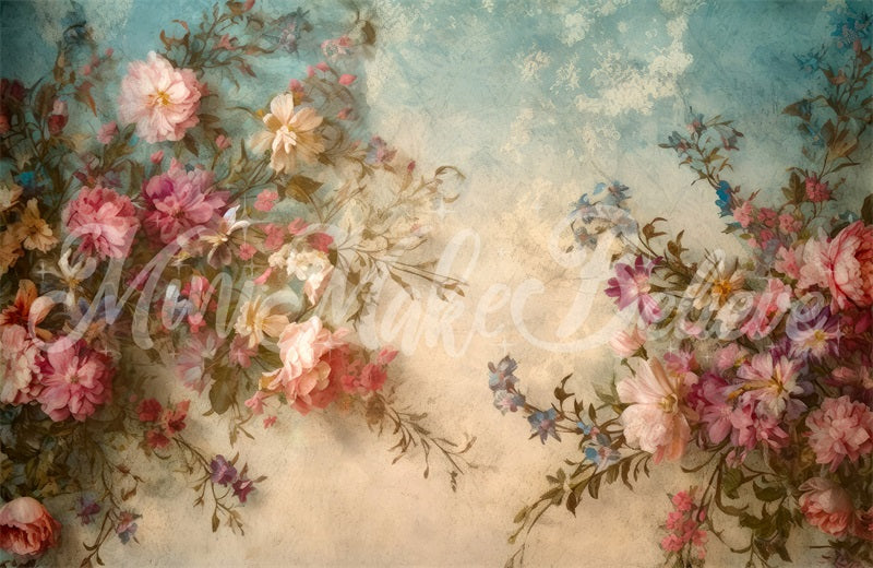 Kate Fine Art Floral Vintage Retro Blume Malerei Hintergrund von Mini MakeBelieve - Kate Backdrop.de