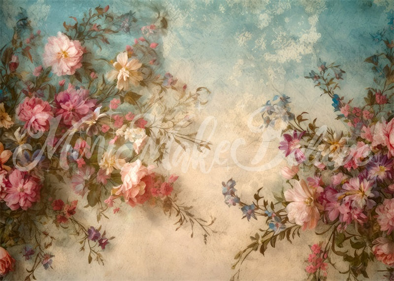 Kate Fine Art Floral Vintage Retro Blume Malerei Hintergrund von Mini MakeBelieve - Kate Backdrop.de