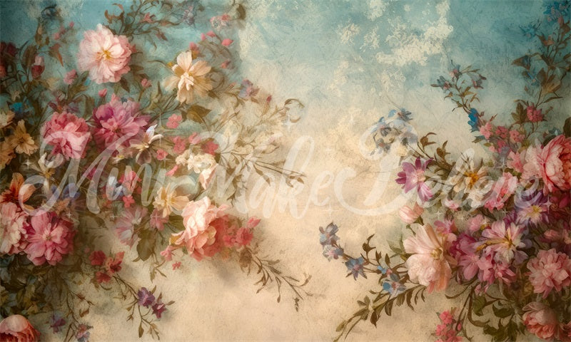 Kate Fine Art Floral Vintage Retro Blume Malerei Hintergrund von Mini MakeBelieve - Kate Backdrop.de
