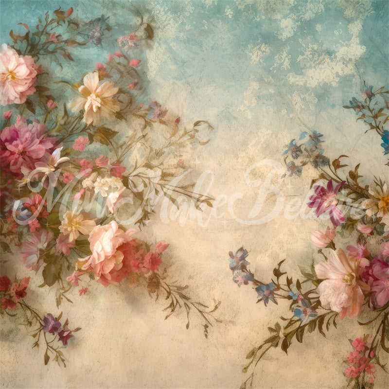 Kate Fine Art Floral Vintage Retro Blume Malerei Hintergrund von Mini MakeBelieve - Kate Backdrop.de