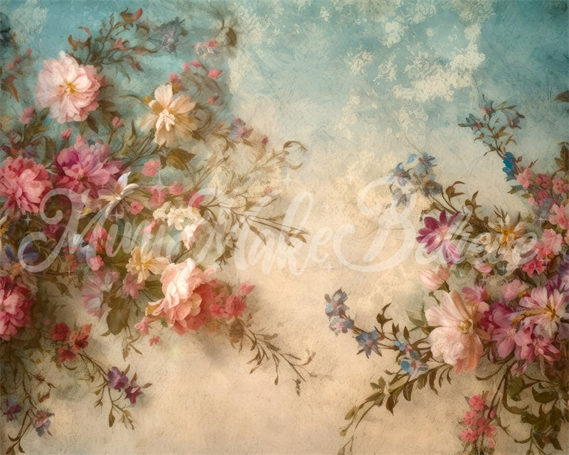Kate Fine Art Floral Vintage Retro Blume Malerei Hintergrund von Mini MakeBelieve - Kate Backdrop.de