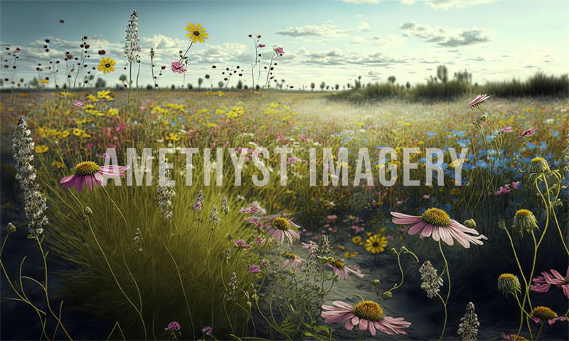 Kate Sommer Wildblumen Hintergrund von Angela Miller - Kate Backdrop.de