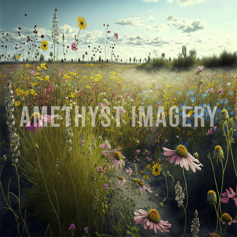 Kate Sommer Wildblumen Hintergrund von Angela Miller - Kate Backdrop.de