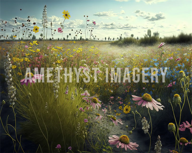Kate Sommer Wildblumen Hintergrund von Angela Miller - Kate Backdrop.de
