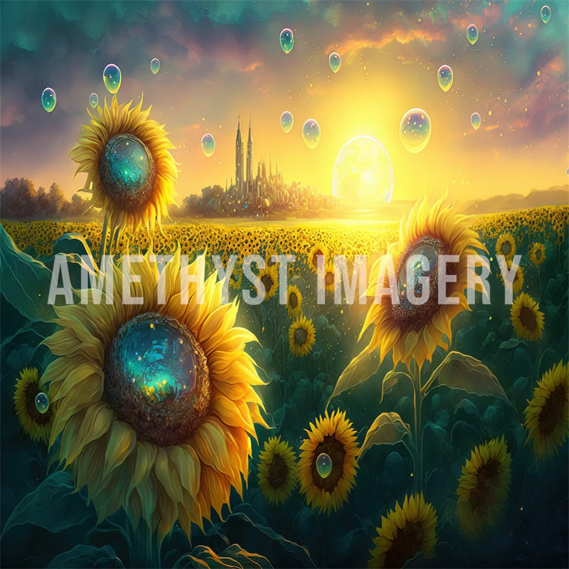 Kate Sommer Sonnenblume Traum Hintergrund von Angela Miller - Kate Backdrop.de