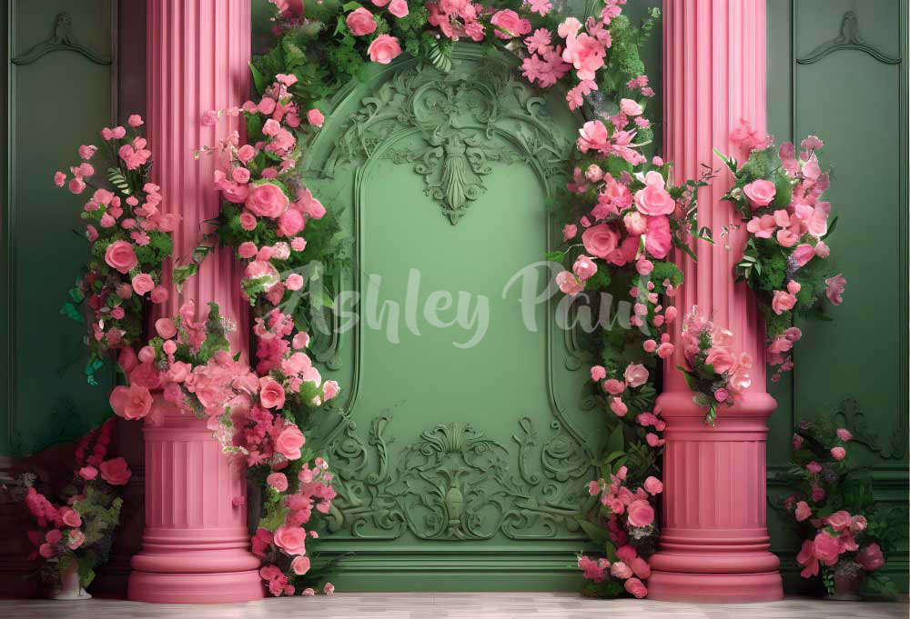 Kate Fantasie Puppenhaus Wand Floral Hintergrund von Ashley Paul - Kate Backdrop.de