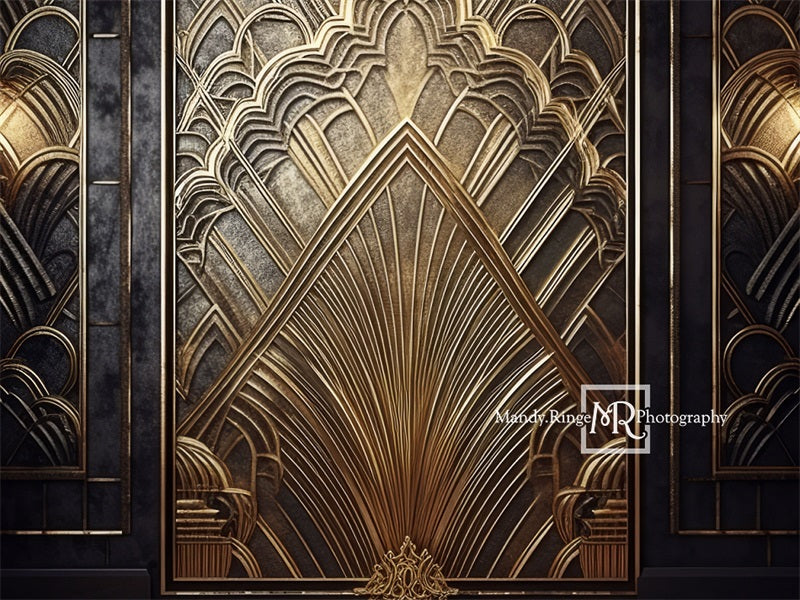 Kate Schwarz und Gold Art Deko Gaby Tür Hintergrund entworfen von Mandy Ringe Fotograf - Kate Backdrop.de