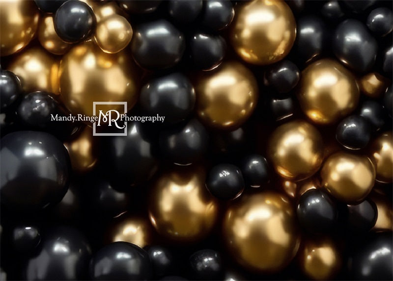 Kate Schwarz und Gold Ballon Wand Geburtstag Hintergrund von Mandy Ringe Fotograf - Kate Backdrop.de