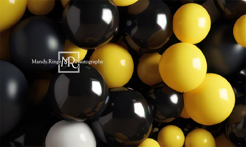 Kate Schwarz gelb weiß Ballon Wand Geburtstag Hintergrund von Mandy Ringe Fotograf - Kate Backdrop.de
